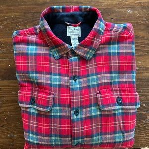 LL Bean Men’s Fleece-Lined Flannel Shirt, Traditional Fit. Size Large.